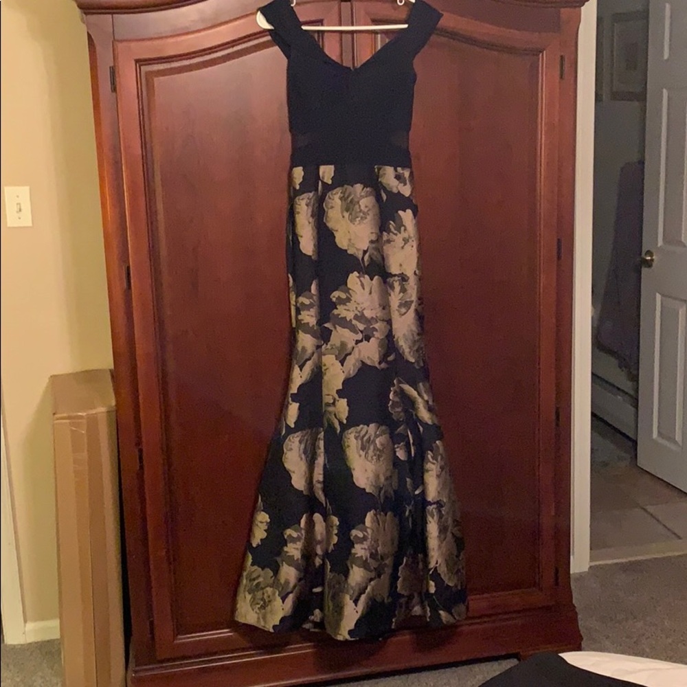 Gorgeous formal gown Deep Navy with gold.